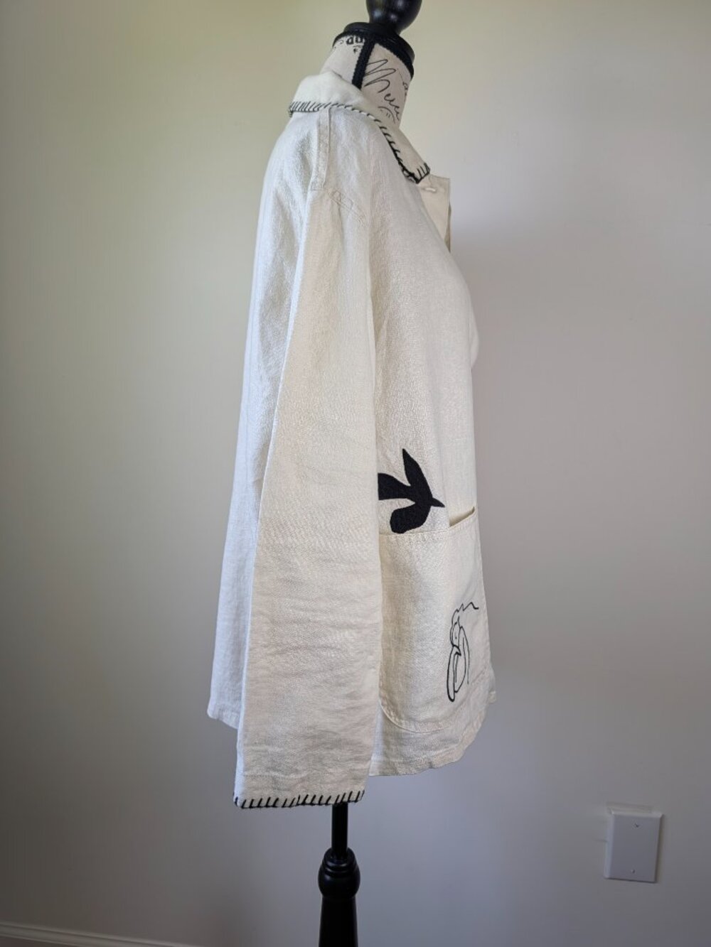 ZARA ZW Collection Embroidered Linen Overshirt – Oyster White (Size M) - Picture 7 of 8